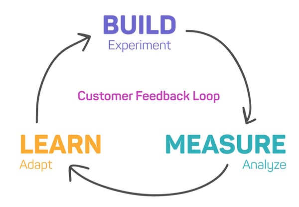 A diagram showing the customer feedback loop including Build, Measure, and Learn.