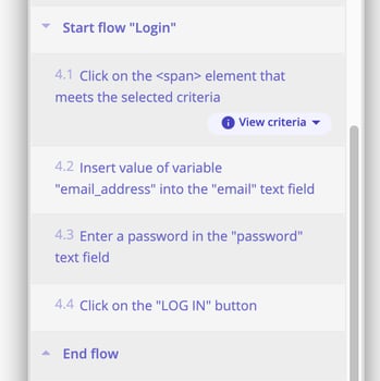 A screenshot showing how you can create a login flow and reuse that in each of the tests.