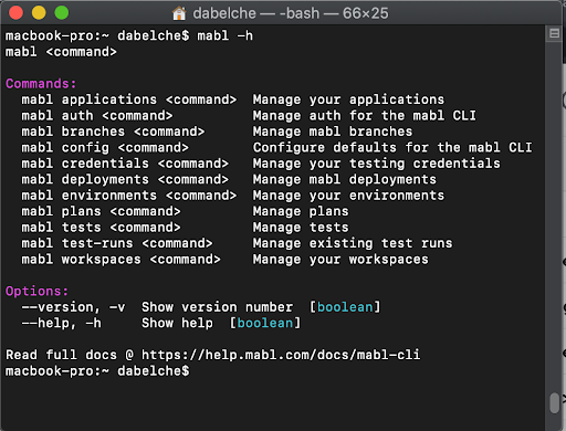 A screenshot of the mabl CLI which is very easy to use and includes many features that aren't available in the mabl web app.