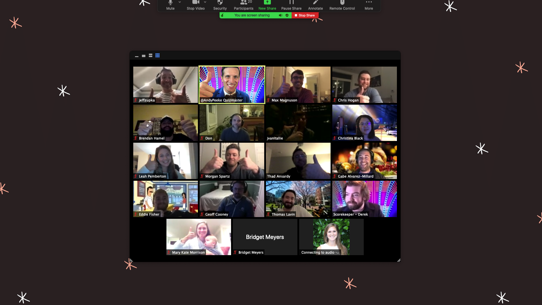 A screenshot of a zoom meeting with 19 participants.